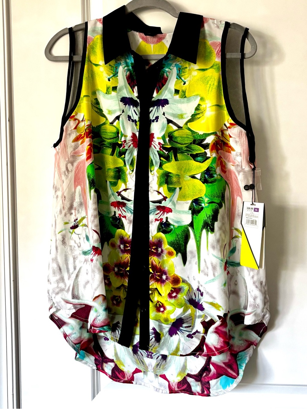 Prabal Gurung for Target Floral Sleeveless Blouse in Yellow, Green, Black